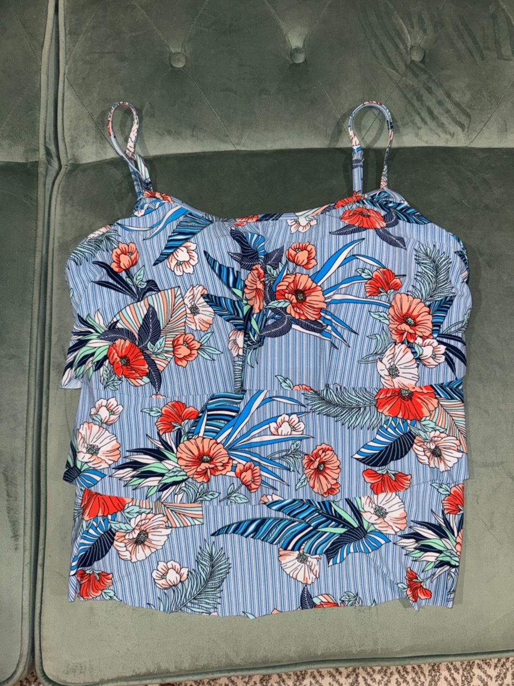 St. John's Bay Blue Floral Tankini Top